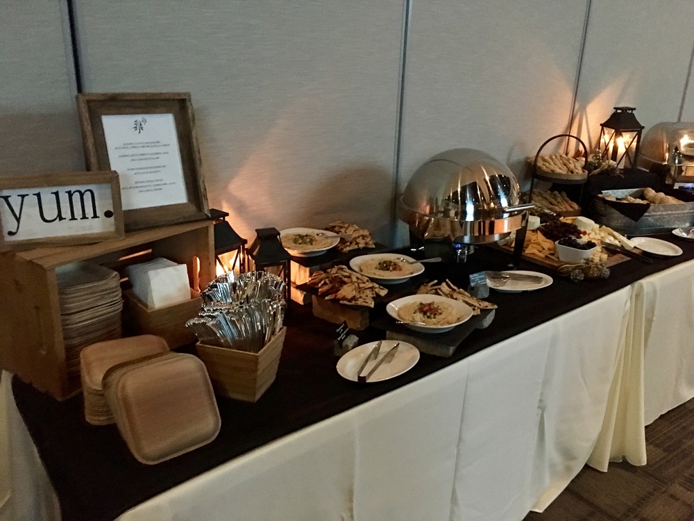 bread bar with silverware and plates