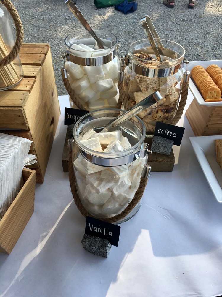 containers hold original marshmallows, coffee marshmallows, and vanilla marshmallows 