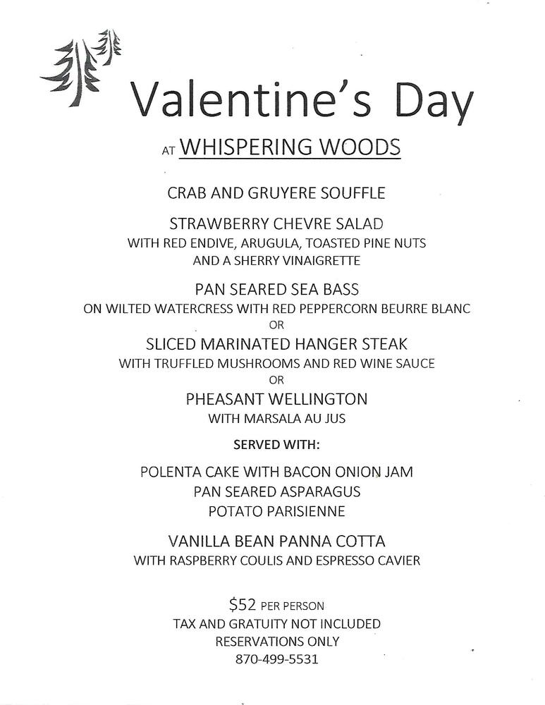 Valentines Day special menu